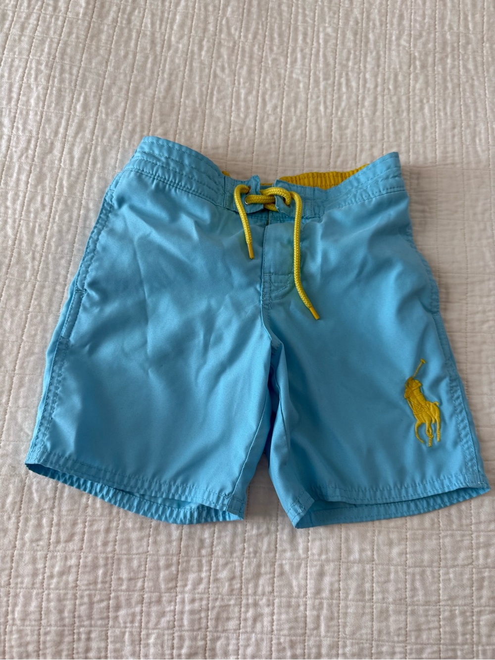 Polo by Ralph Lauren Light Blue Swim Shorts with Yellow Waistband